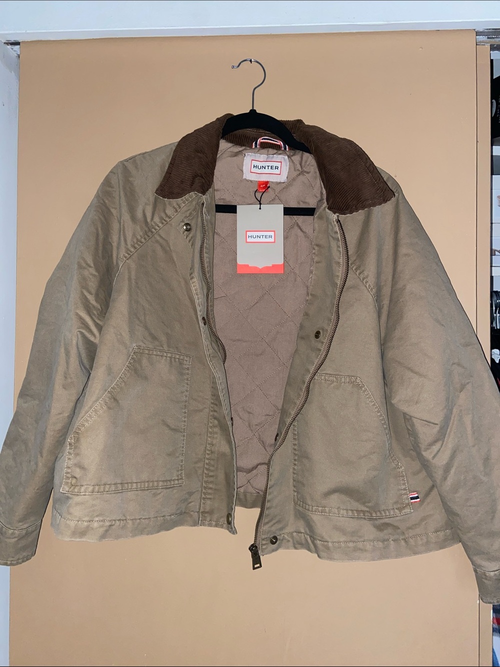 Hunter Tan Field Jacket with Brown Corduroy Collar